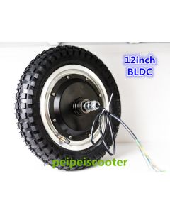 12inch 12 inch thin tyre BLDC brushless non-gear double shafts dc hub wheel motor with tyre 36v 350w scooter motor phub-79