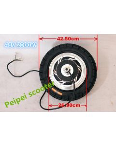 16 inch tubeless tyre (10 inch hub motor) 2000W brushless gearless dc hub motor wheel for scooter and electric bike phub-102