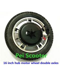 16inch 16 inch BLDC double shafts brushless gearless dc wheel hub motor with disc brake scooter hub motor with tire phub-126