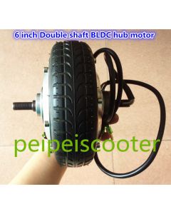 6 inch 6inch BLDC brushless no-gear dc scooter wheel hub motor double shafts with tire and hall sensor phub-161K