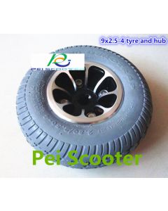 9inch 9inch aluminum alloy hub wheel motor with 9x2.5-4 solid tires for wheelchair motor and robot motor phub-9at