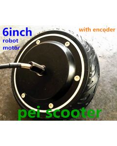6 inch robot dc hub wheel motor brushless non-gear dual axles motor with tire and encoder inside phub-206